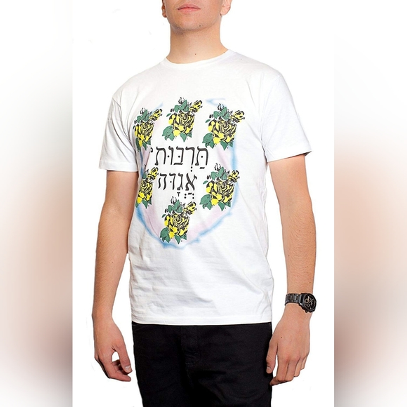 Other - Boy George Costume Hebrew Font Rose Men's T-Shirt White Retro 80s Genderfluid Te